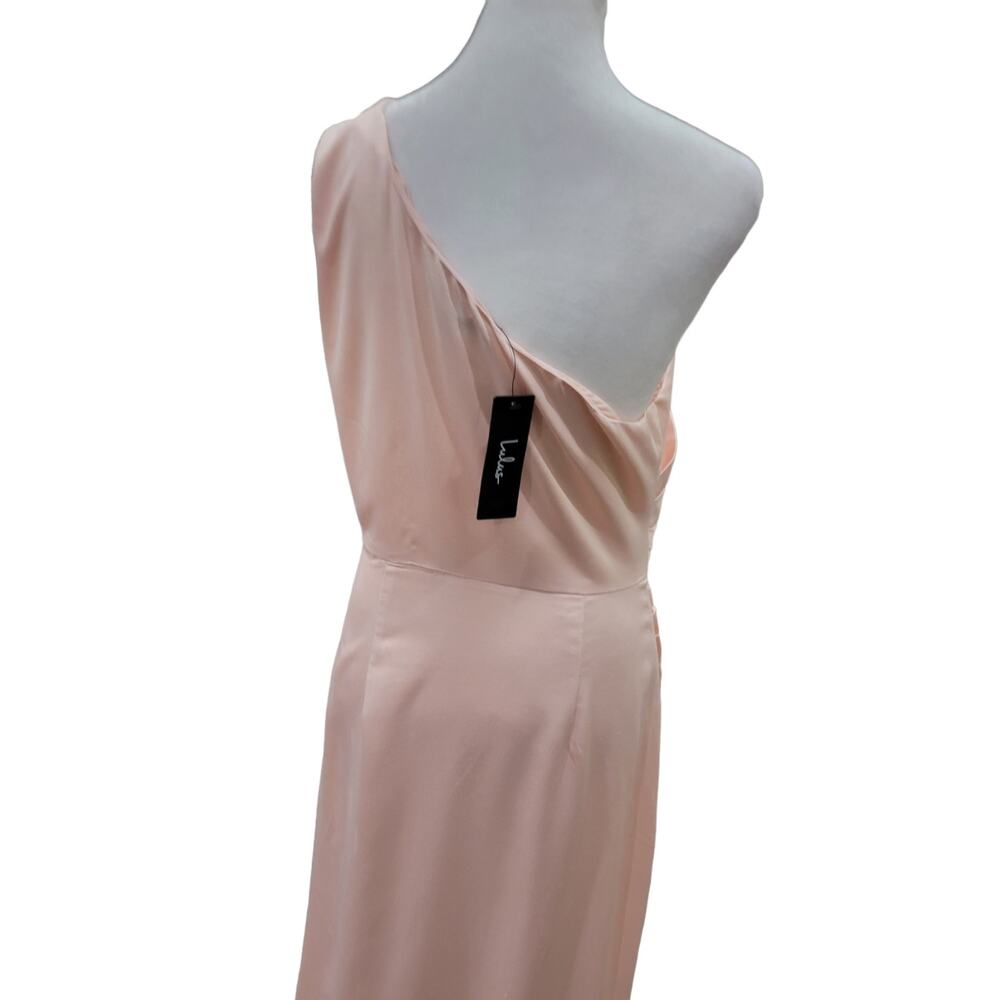 NEW Lulus Dreaming of Elegance Pink Satin One-Shoulder Maxi‎ Dress - Size M - Picture 14 of 16